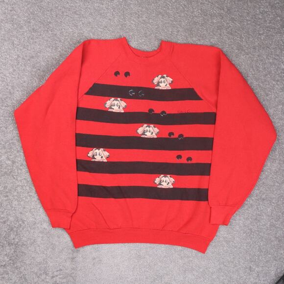Vintage Womens Cute Cows Karen C. XL Red Long Sleeve Pullover Sweatshirt - Picture 1 of 10